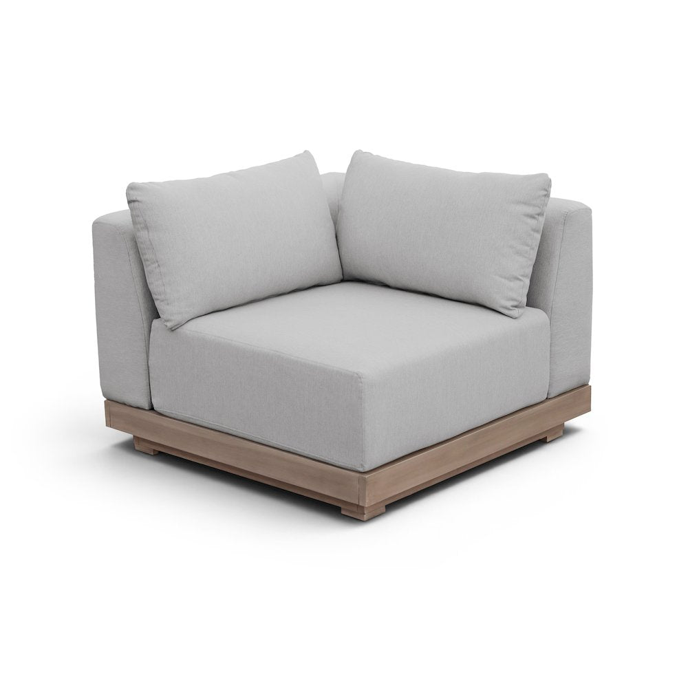 Solace Grey Olefin Performance Fabric Outdoor Patio Modular Corner Chair