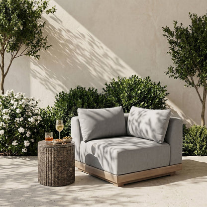 Solace Grey Olefin Performance Fabric Outdoor Patio Modular Corner Chair