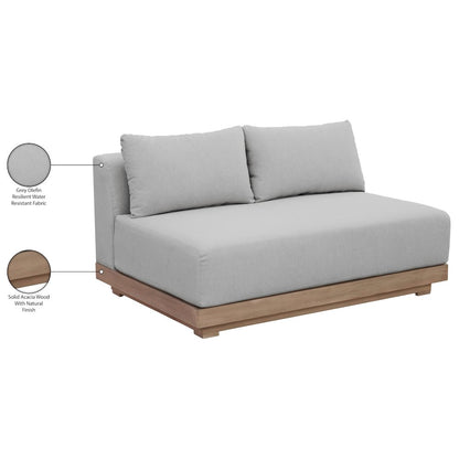 Solace 55" Grey Olefin Performance Fabric Outdoor Patio Modular Loveseat