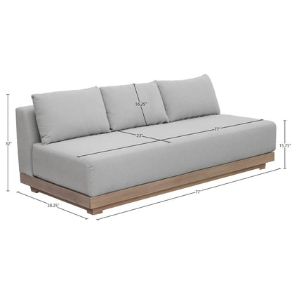 Solace 77" Grey Olefin Performance Fabric Outdoor Patio Modular Sofa