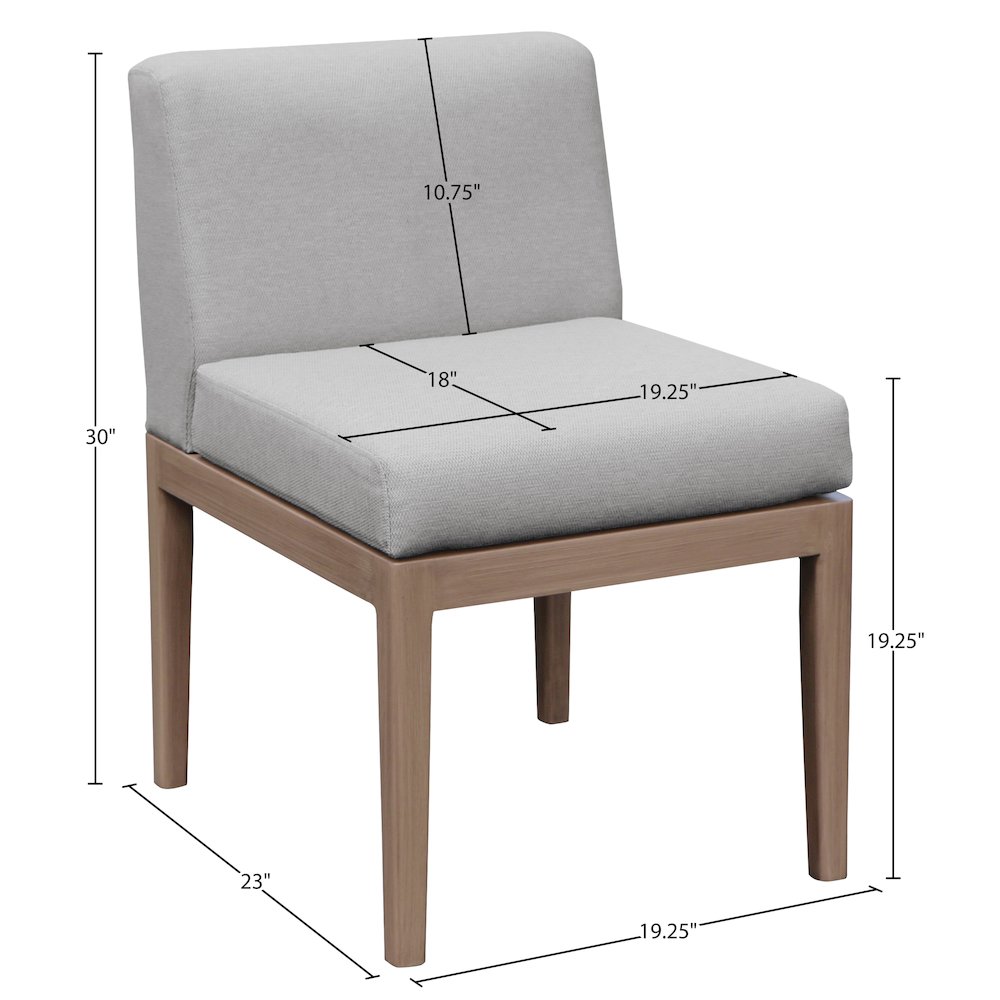 Solace Grey Olefin Performance Fabric Outdoor Patio Dining Side Chair