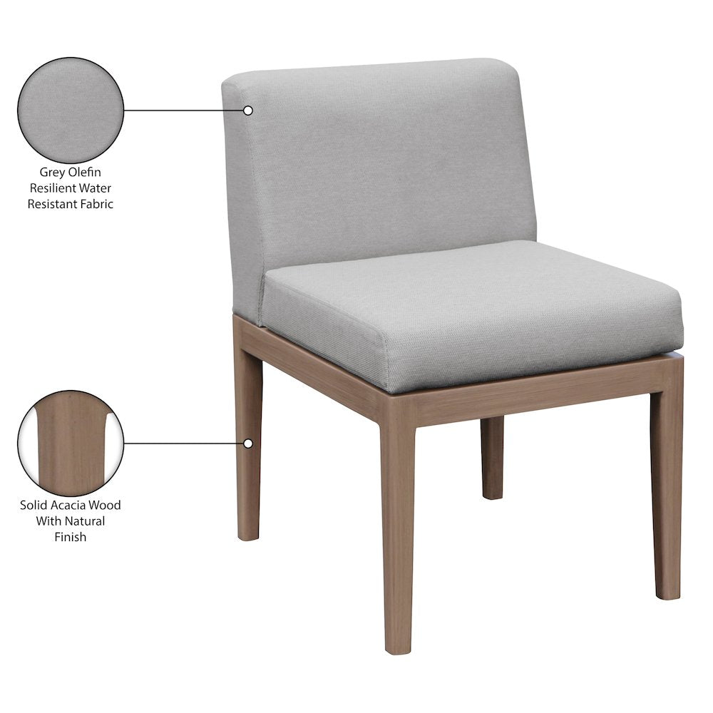 Solace Grey Olefin Performance Fabric Outdoor Patio Dining Side Chair