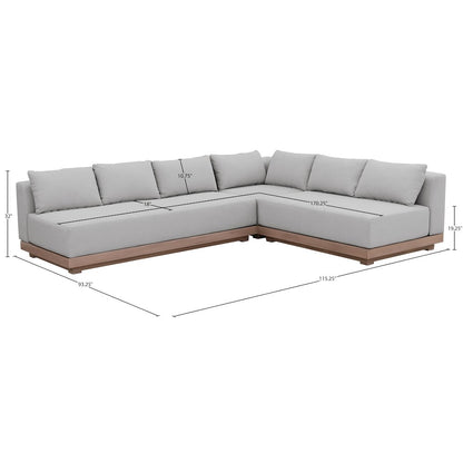 Solace Grey Olefin Performance Fabric 3pc. Outdoor Patio Modular Sectional