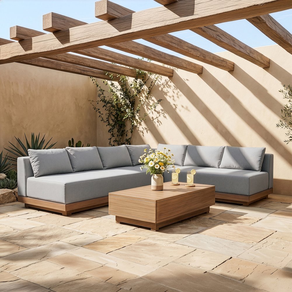 Solace Grey Olefin Performance Fabric 3pc. Outdoor Patio Modular Sectional