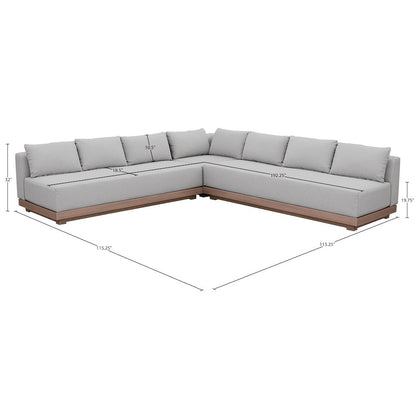 Solace Grey Olefin Performance Fabric 3pc. Outdoor Patio Modular Sectional