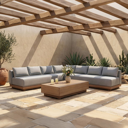 Solace Grey Olefin Performance Fabric 3pc. Outdoor Patio Modular Sectional