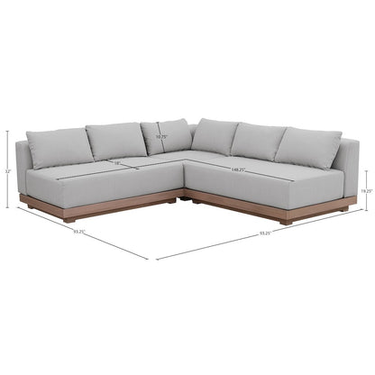 Solace Grey Olefin Performance Fabric 3pc. Outdoor Patio Modular Sectional