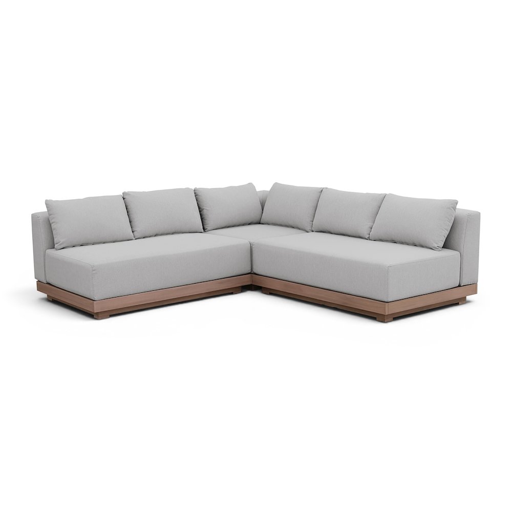 Solace Grey Olefin Performance Fabric 3pc. Outdoor Patio Modular Sectional