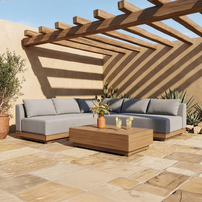 Solace Grey Olefin Performance Fabric 3pc. Outdoor Patio Modular Sectional