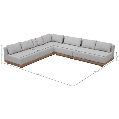 Solace Grey Olefin Performance Fabric 4pc. Outdoor Patio Modular Sectional