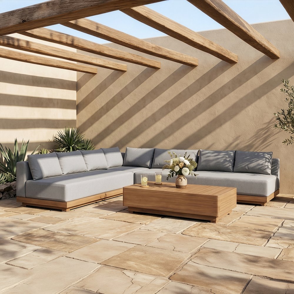 Solace Grey Olefin Performance Fabric 4pc. Outdoor Patio Modular Sectional