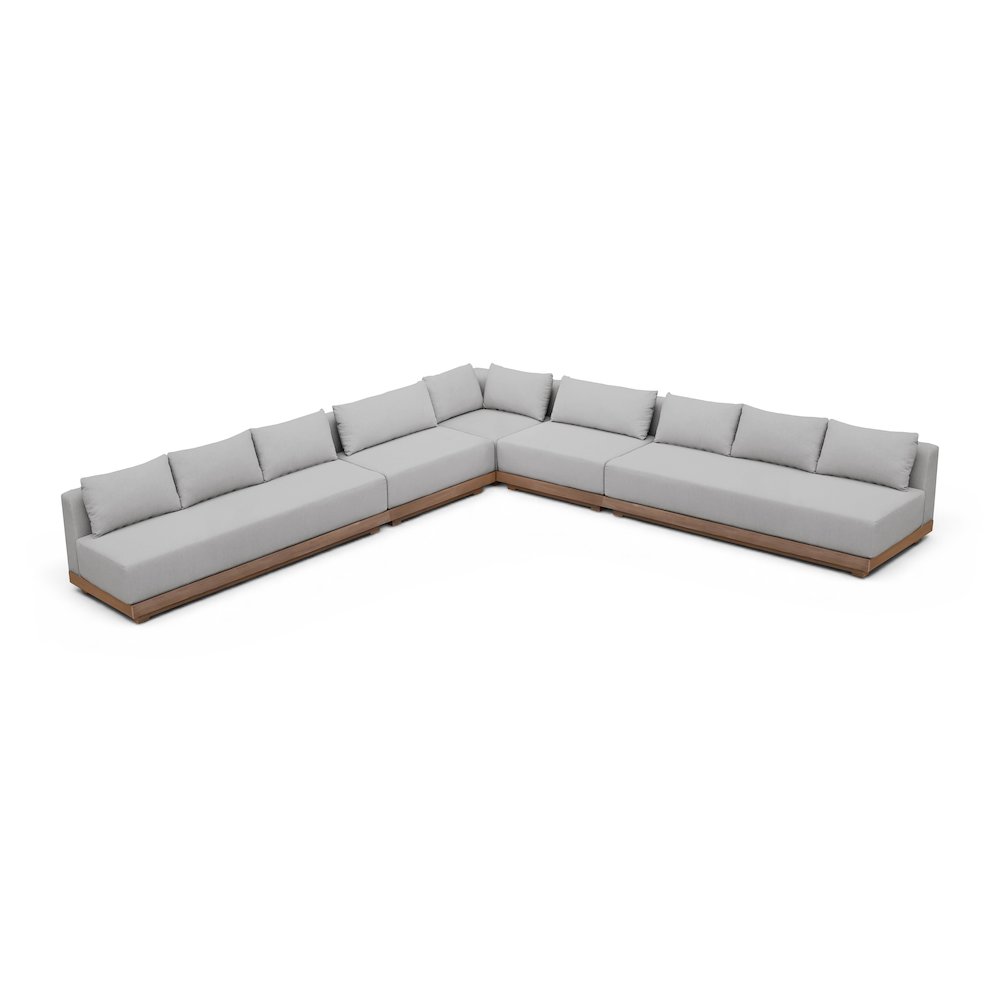 Solace Grey Olefin Performance Fabric 5pc. Outdoor Patio Modular Sectional