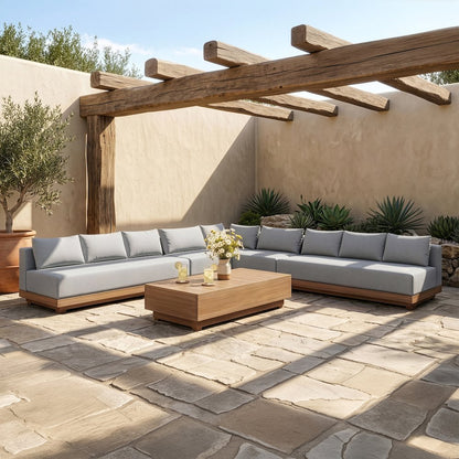 Solace Grey Olefin Performance Fabric 5pc. Outdoor Patio Modular Sectional