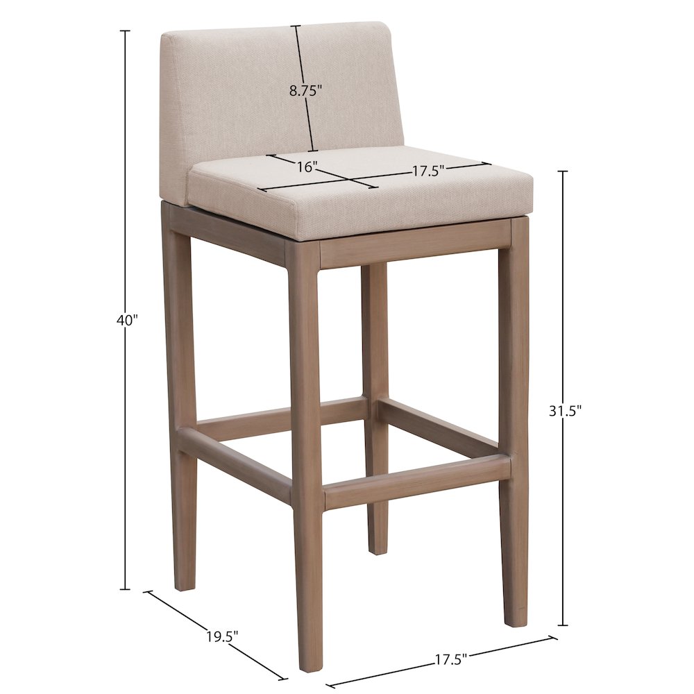 Solace Beige Olefin Performance Fabric Outdoor Patio Bar Stool