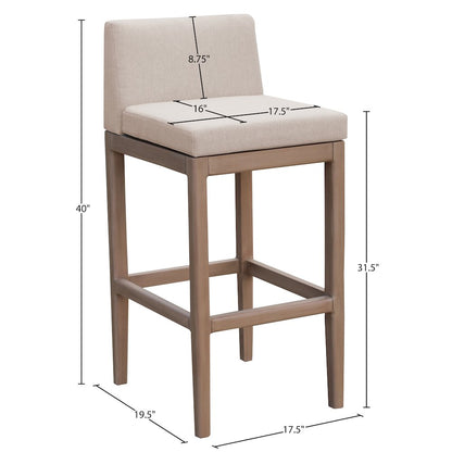 Solace Beige Olefin Performance Fabric Outdoor Patio Bar Stool