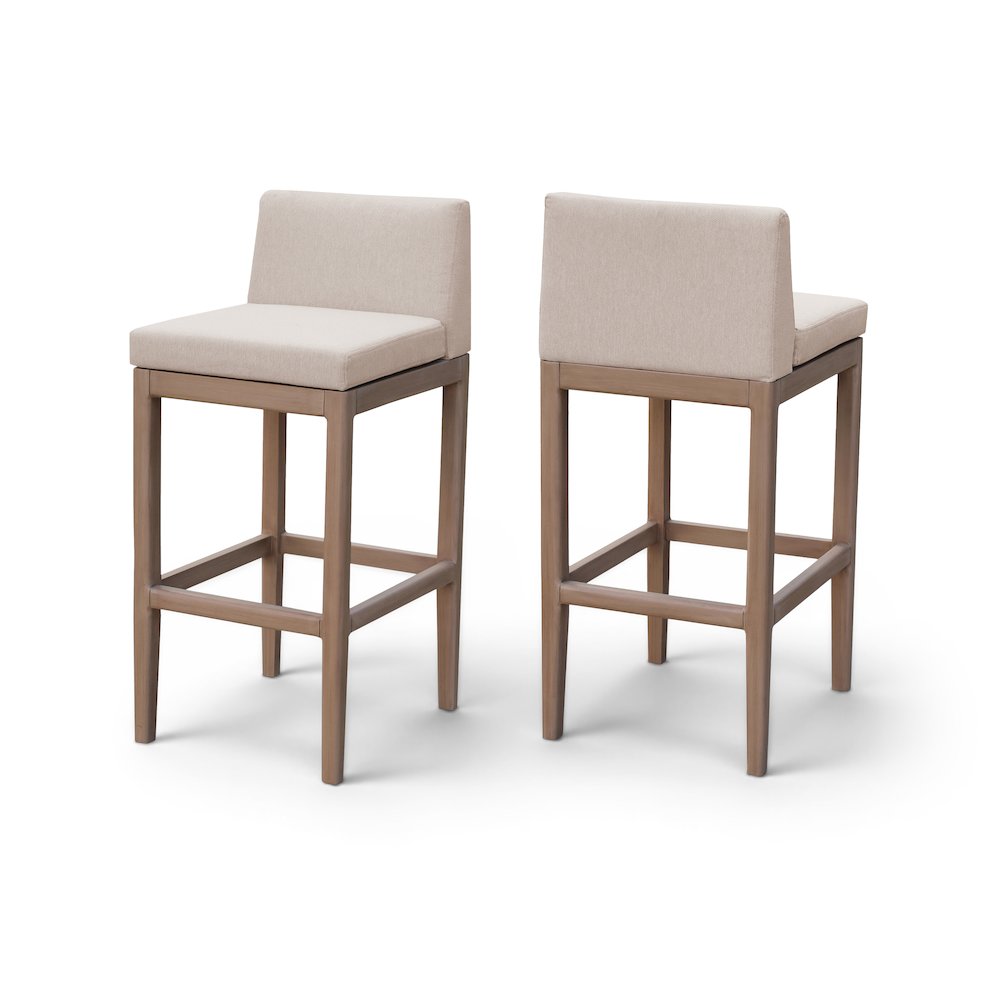 Solace Beige Olefin Performance Fabric Outdoor Patio Bar Stool