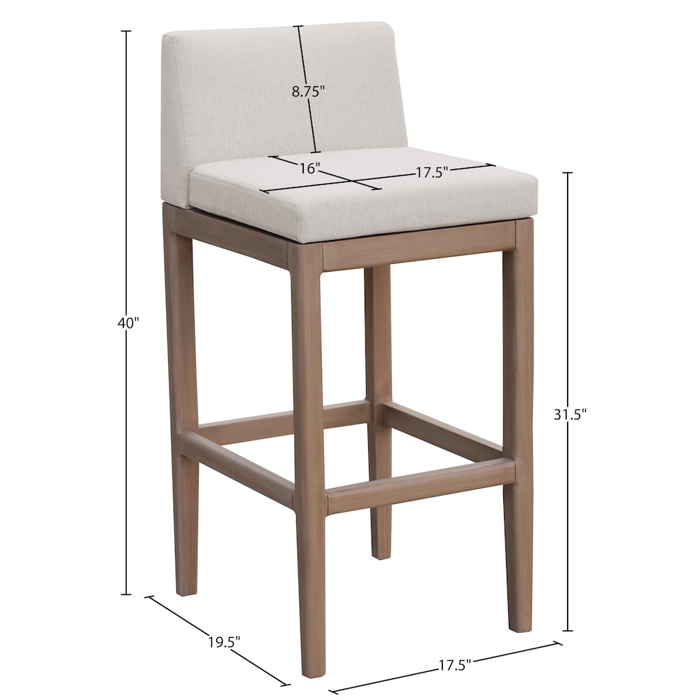 Solace Cream Olefin Performance Fabric Outdoor Patio Bar Stool