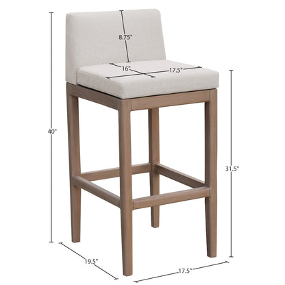 Solace Cream Olefin Performance Fabric Outdoor Patio Bar Stool
