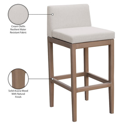 Solace Cream Olefin Performance Fabric Outdoor Patio Bar Stool