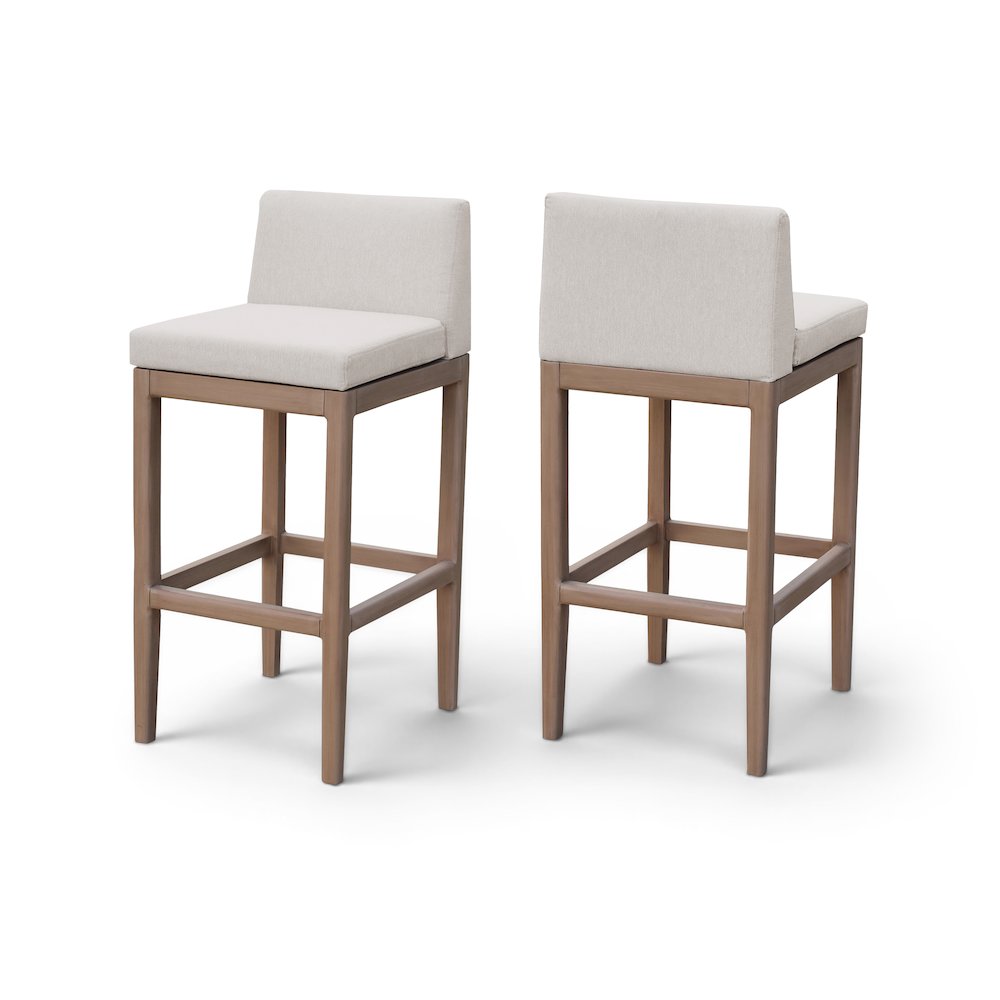 Solace Cream Olefin Performance Fabric Outdoor Patio Bar Stool