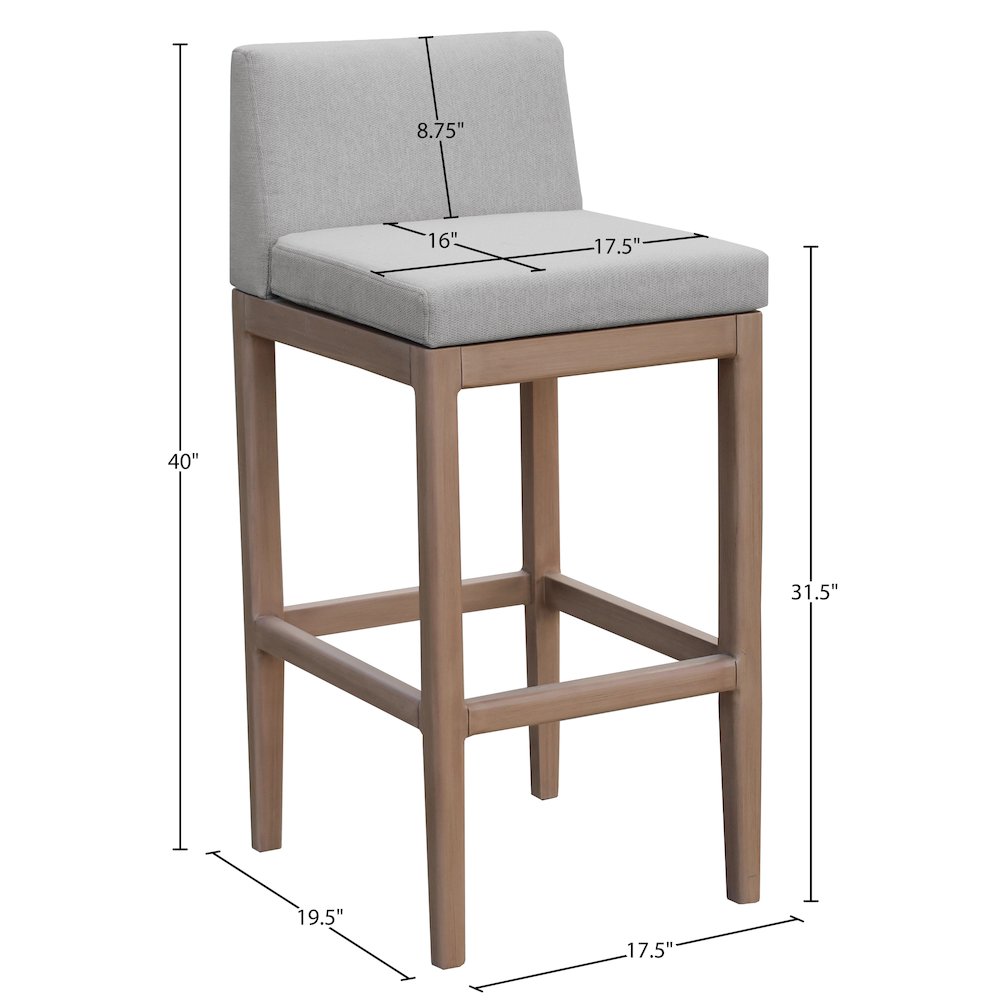Solace Grey Olefin Performance Fabric Outdoor Patio Bar Stool