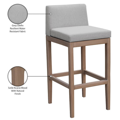 Solace Grey Olefin Performance Fabric Outdoor Patio Bar Stool