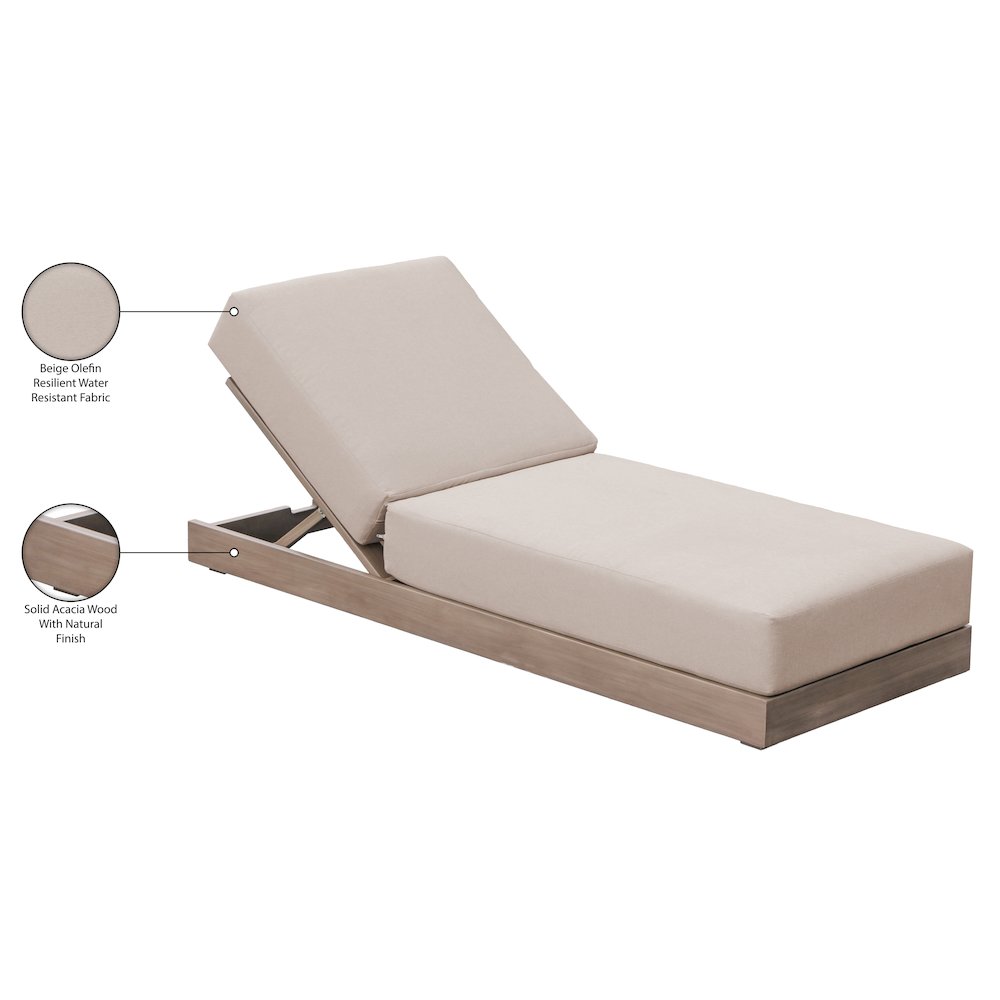 Solace Beige Olefin Performance Fabric Outdoor Patio Lounge Chair
