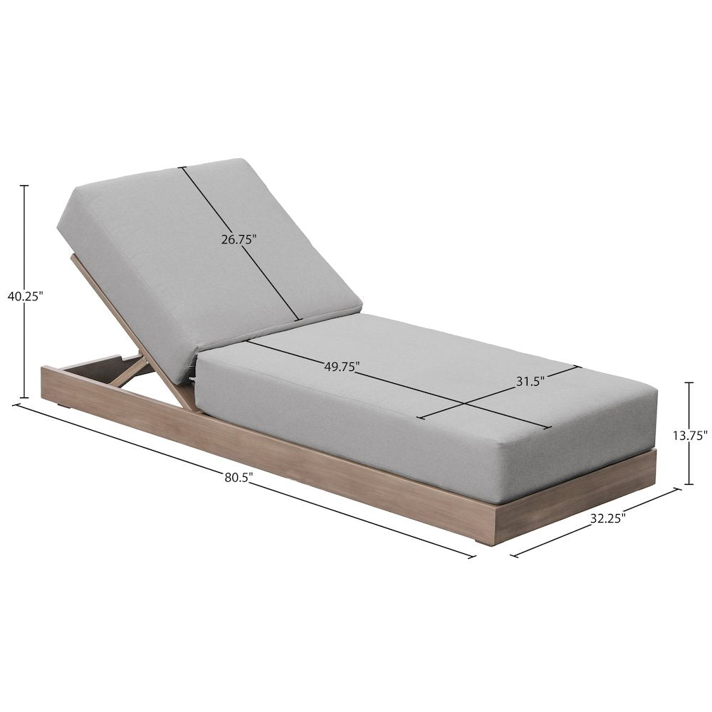 Solace Grey Olefin Performance Fabric Outdoor Patio Lounge Chair