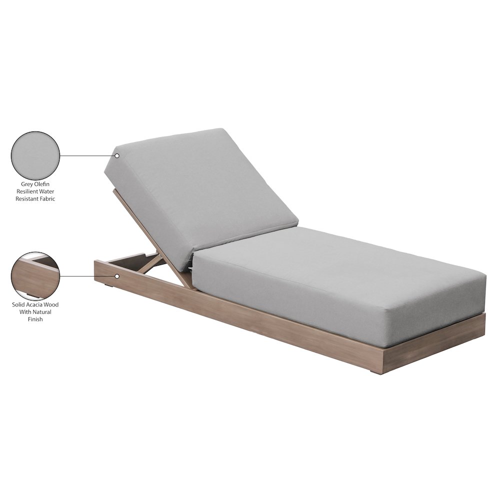 Solace Grey Olefin Performance Fabric Outdoor Patio Lounge Chair