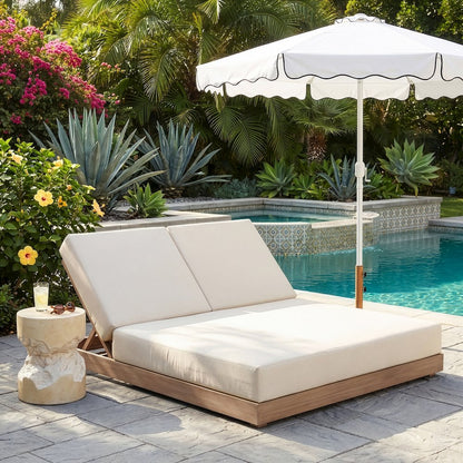 Solace Cream Olefin Performance Fabric Outdoor Patio Double Lounge Chair
