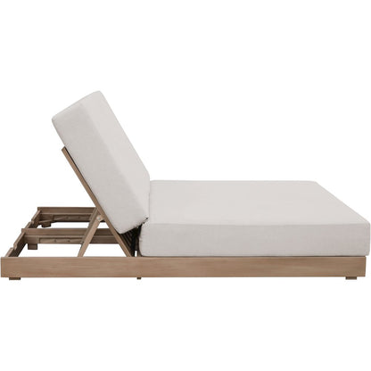 Solace Cream Olefin Performance Fabric Outdoor Patio Double Lounge Chair