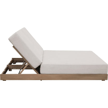 Solace Cream Olefin Performance Fabric Outdoor Patio Double Lounge Chair
