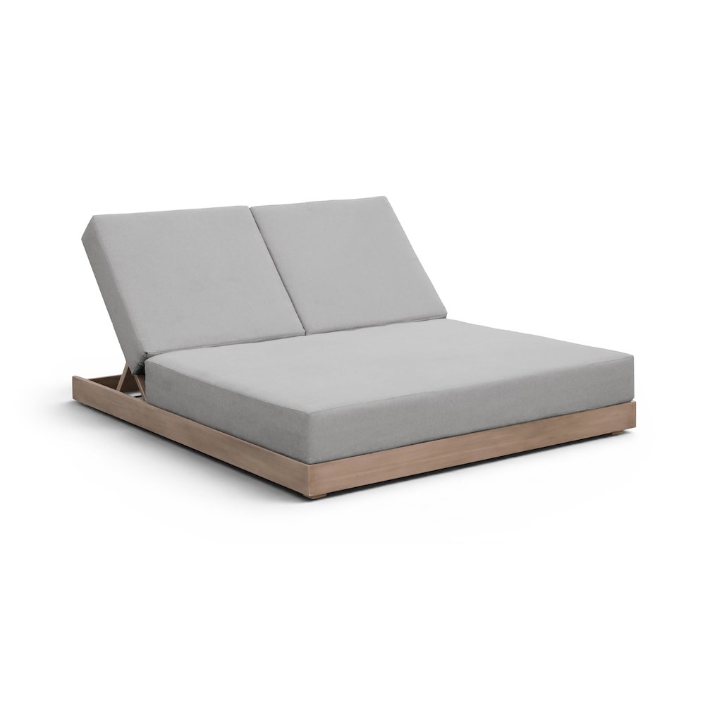 Solace Grey Olefin Performance Fabric Outdoor Patio Double Lounge Chair