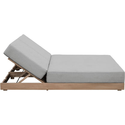 Solace Grey Olefin Performance Fabric Outdoor Patio Double Lounge Chair