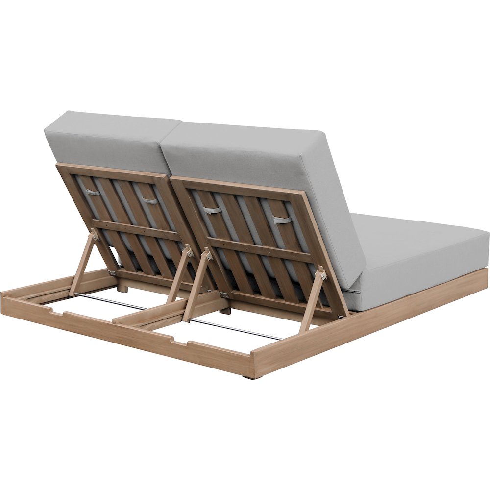 Solace Grey Olefin Performance Fabric Outdoor Patio Double Lounge Chair