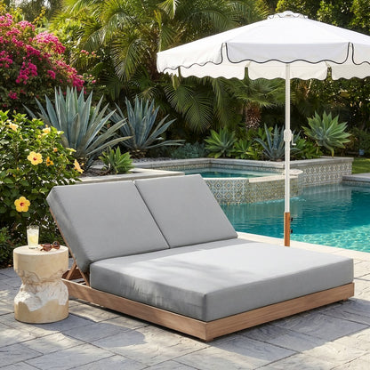 Solace Grey Olefin Performance Fabric Outdoor Patio Double Lounge Chair