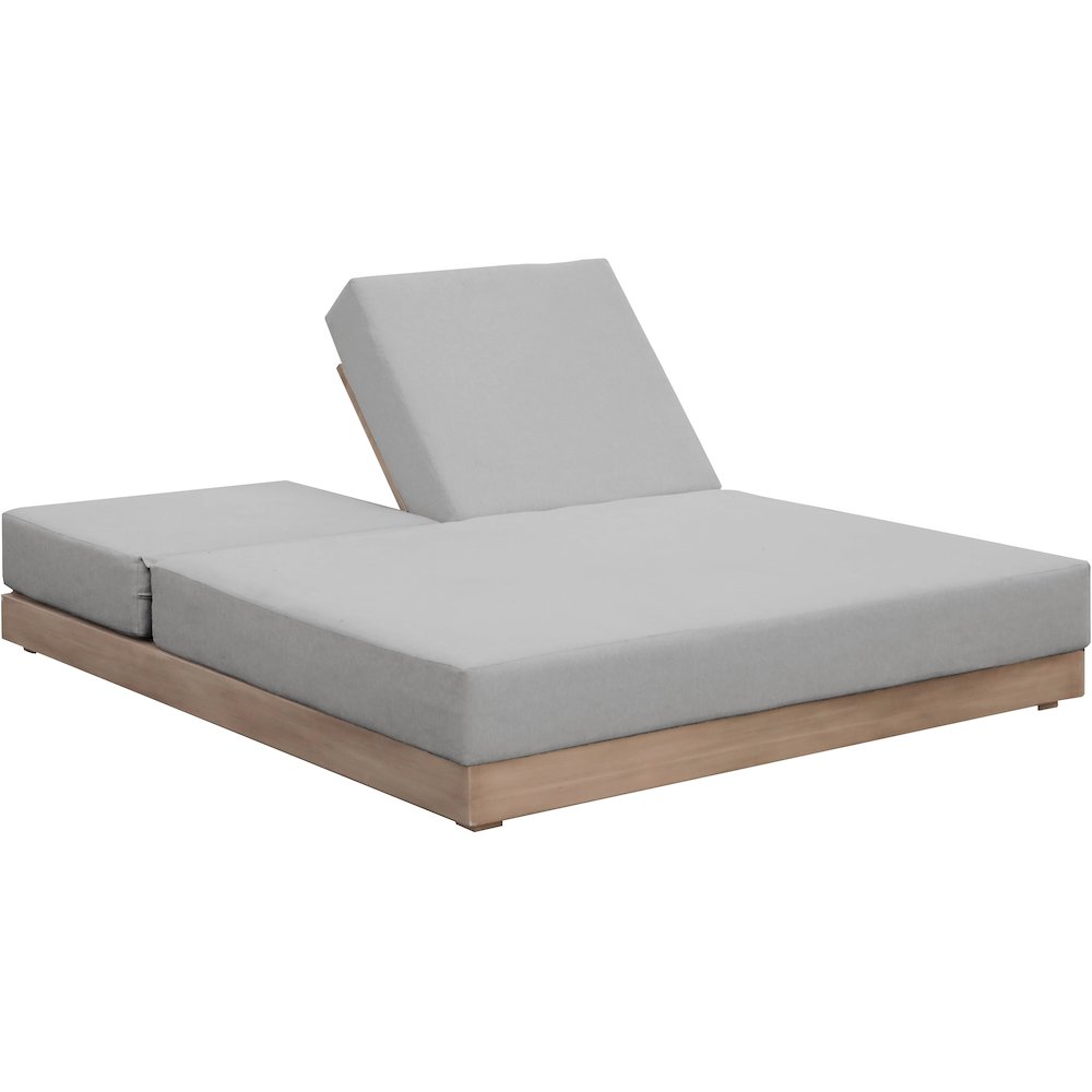 Solace Grey Olefin Performance Fabric Outdoor Patio Double Lounge Chair