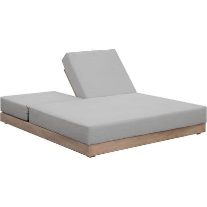 Solace Grey Olefin Performance Fabric Outdoor Patio Double Lounge Chair