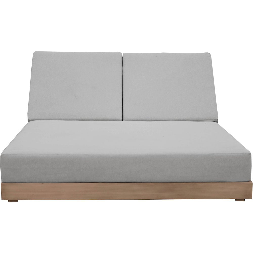 Solace Grey Olefin Performance Fabric Outdoor Patio Double Lounge Chair