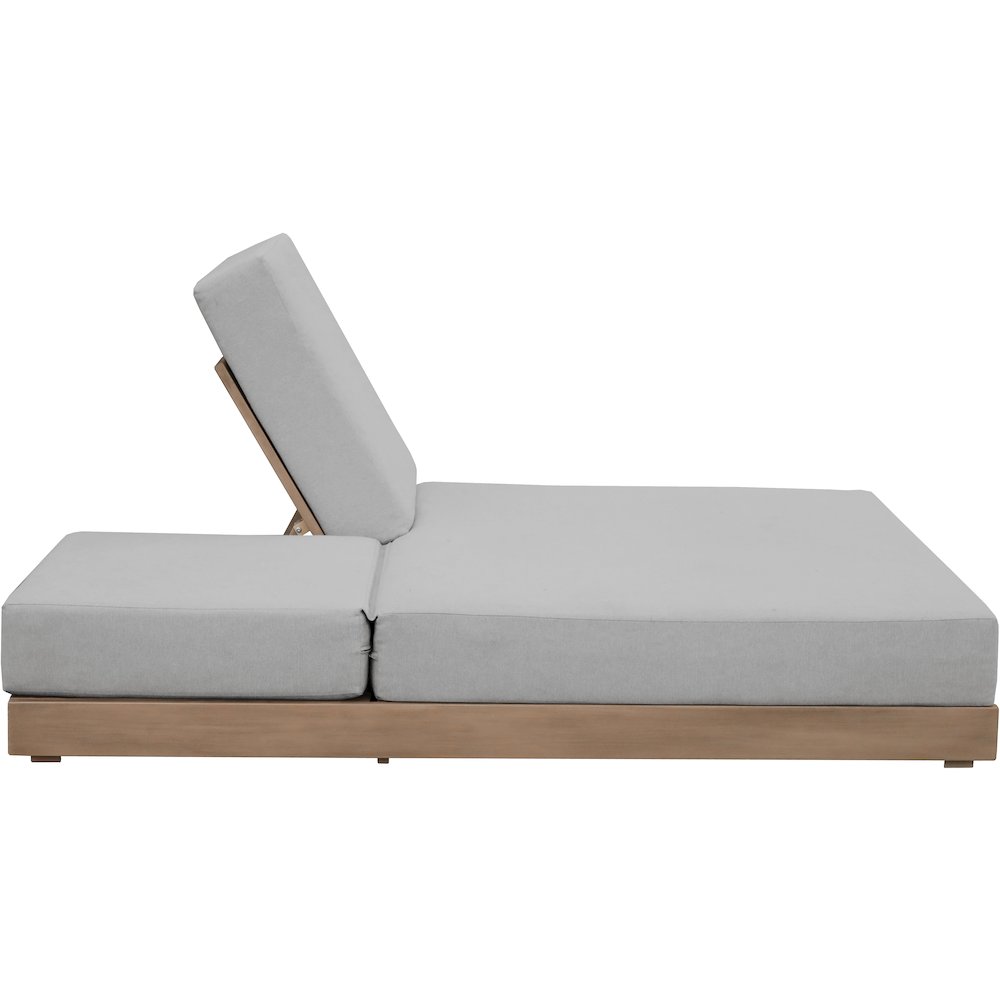 Solace Grey Olefin Performance Fabric Outdoor Patio Double Lounge Chair