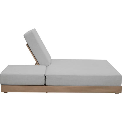 Solace Grey Olefin Performance Fabric Outdoor Patio Double Lounge Chair