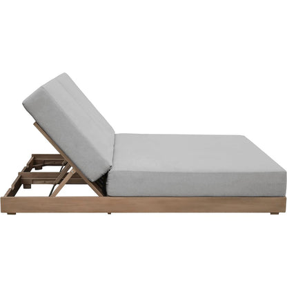 Solace Grey Olefin Performance Fabric Outdoor Patio Double Lounge Chair
