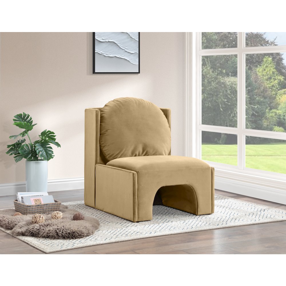 Sigma Camel Velvet Accent Chair