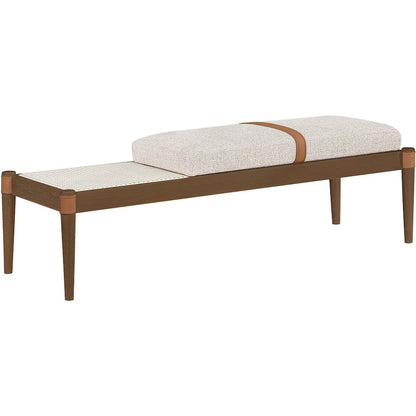 Nara Beige Linen Textured Fabric Upholstered Bench