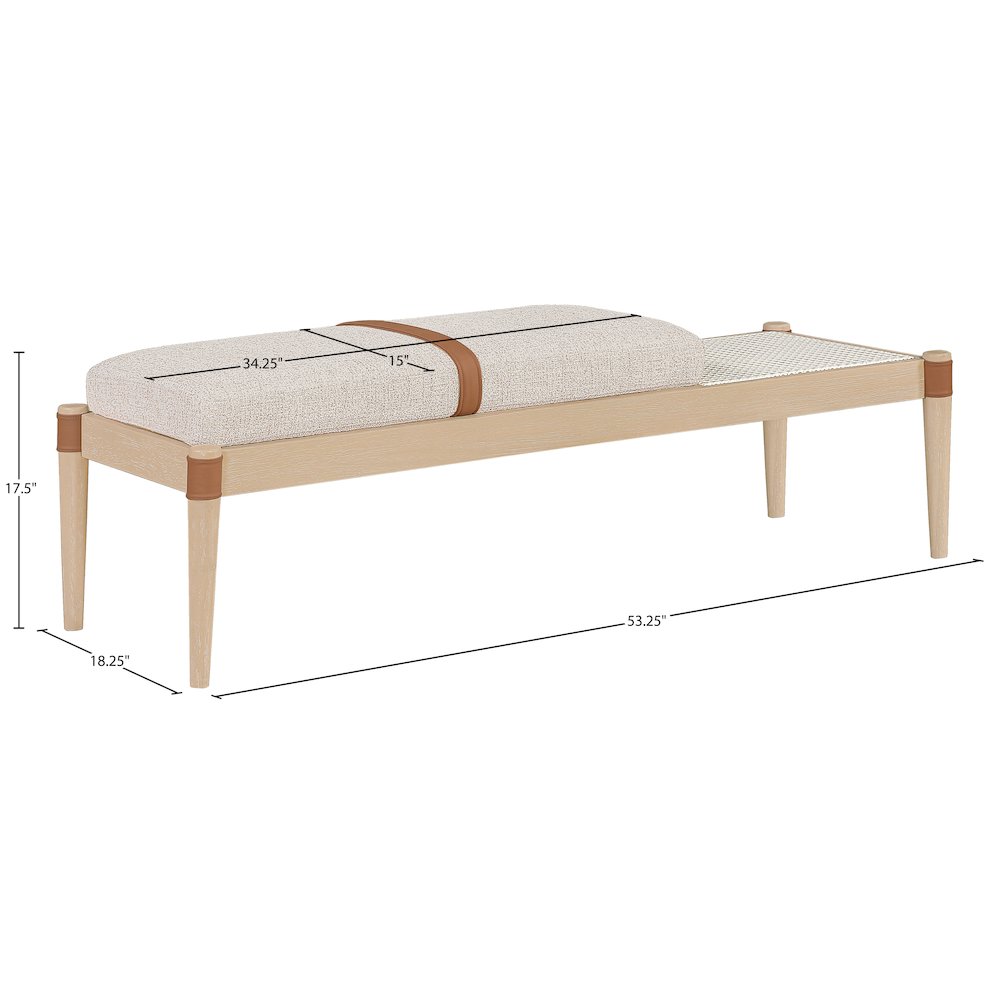 Nara Beige Linen Textured Fabric Upholstered Bench