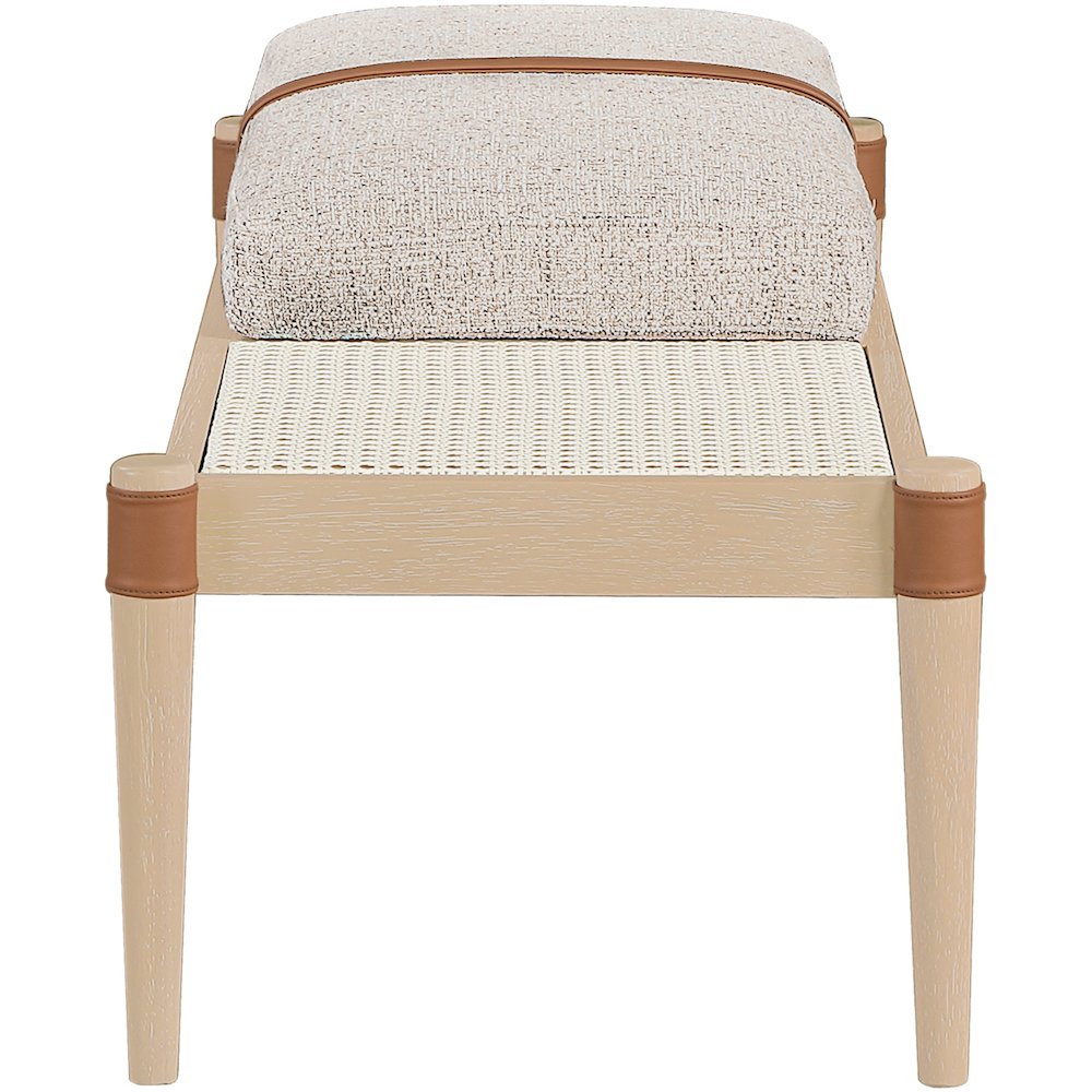 Nara Beige Linen Textured Fabric Upholstered Bench