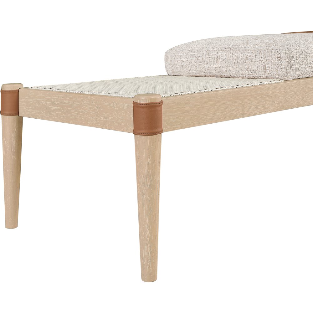 Nara Beige Linen Textured Fabric Upholstered Bench