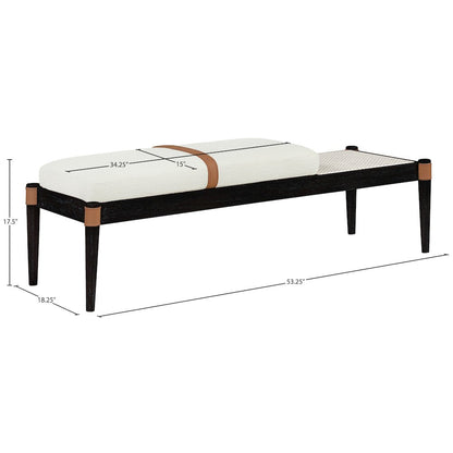 Nara Cream Linen Textured Fabric Upholstered Bench