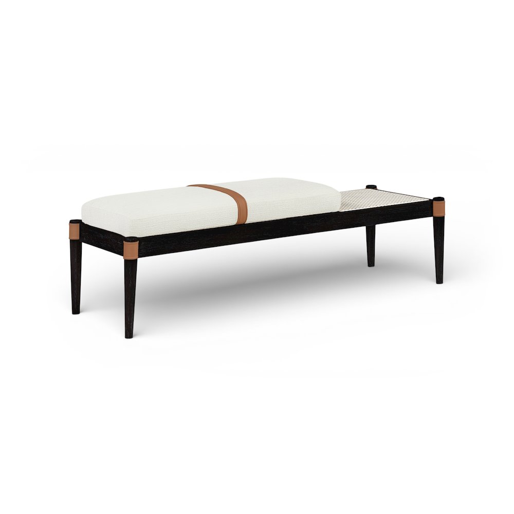 Nara Cream Linen Textured Fabric Upholstered Bench