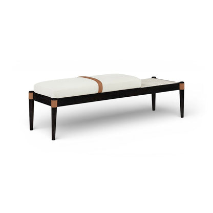 Nara Cream Linen Textured Fabric Upholstered Bench